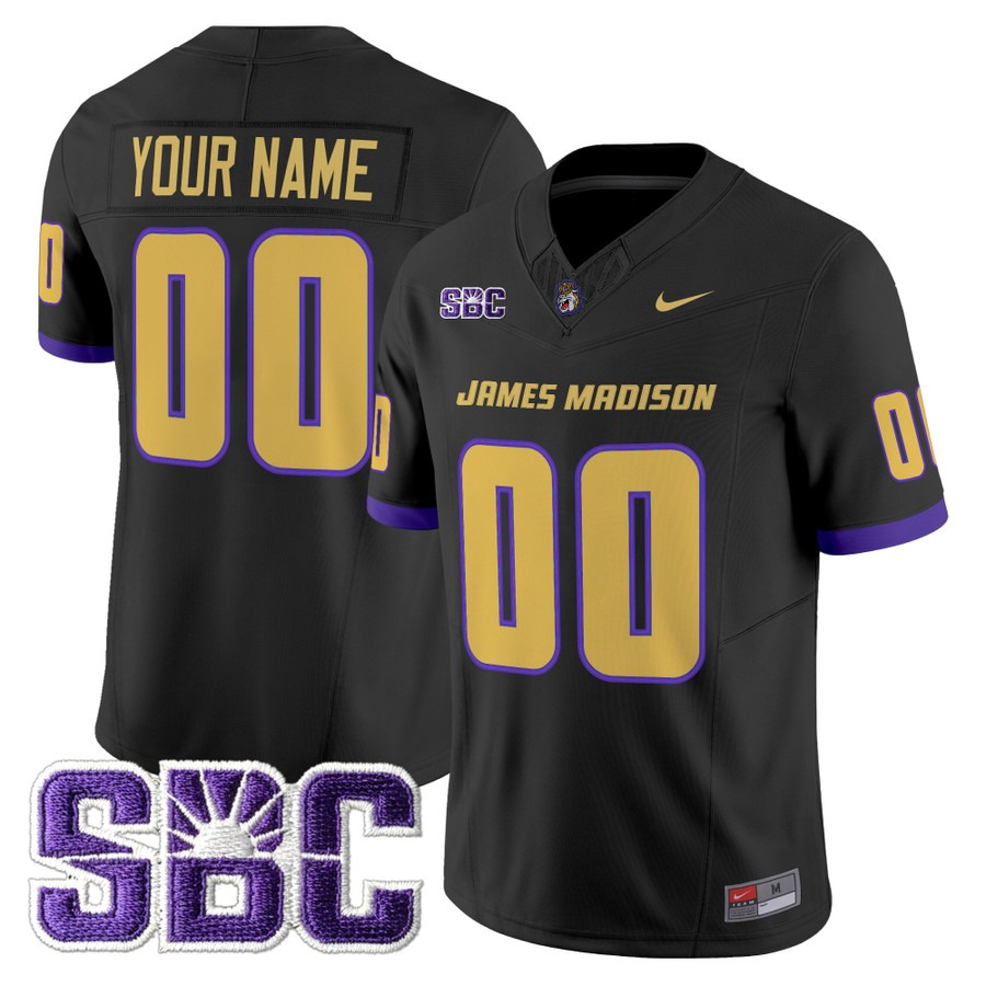 Men's James Madison Dukes Custom Black F.U.S.E. 2025 Vapor Limited Stitched Football Jersey