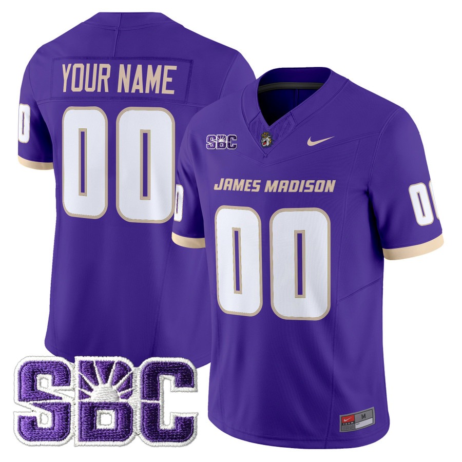 Men's James Madison Dukes Custom Purple F.U.S.E. 2025 Vapor Limited Stitched Football Jersey