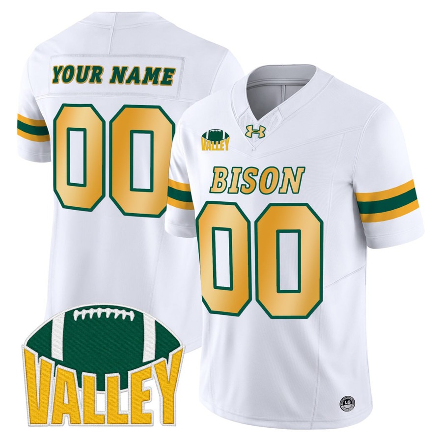 Men's North Dakota State Bison Custom White 2025 Vapor F.U.S.E. Limited Stitched Football Jerseys