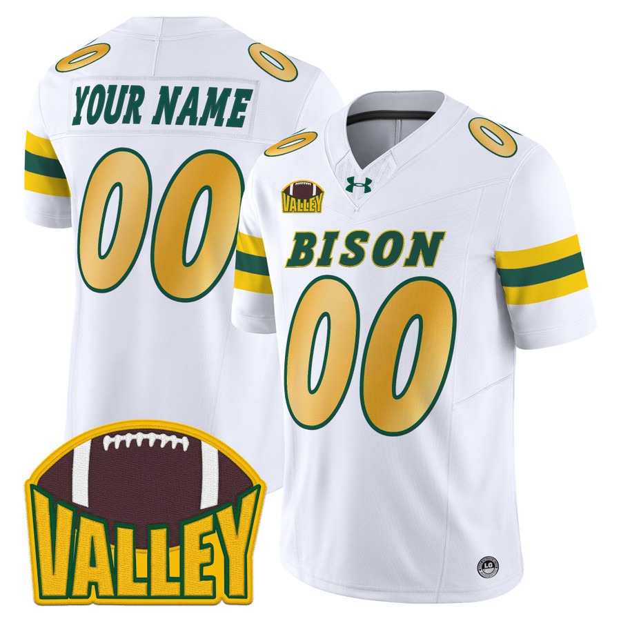 Men's North Dakota State Bison Custom White 2025 Vapor F.U.S.E. Limited Stitched Football Jersey