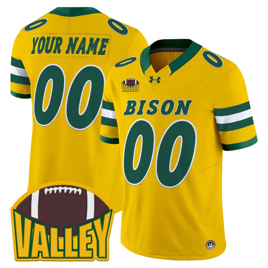 Men's North Dakota State Bison Custom Gold 2025 Vapor F.U.S.E. Limited Stitched Football Jersey