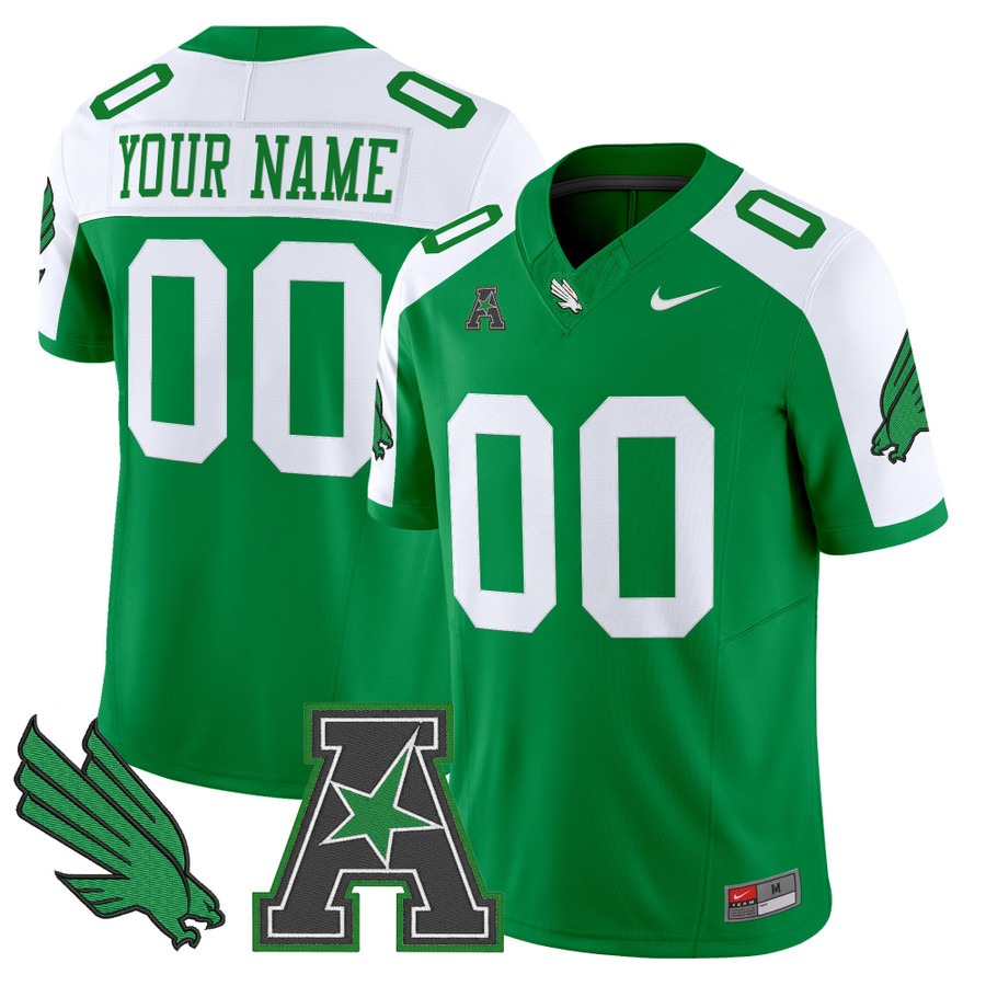 Men's North Texas Mean Green Custom Green Alternate F.U.S.E. 2025 Vapor Limited Stitched Football Jersey