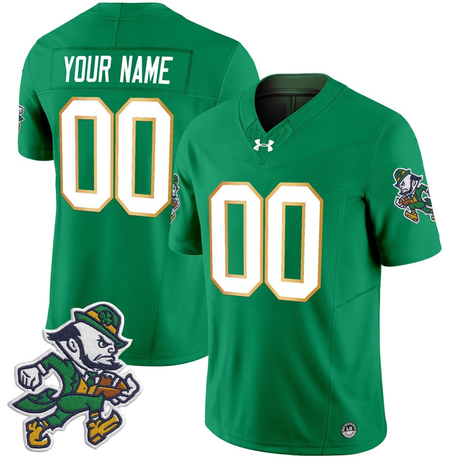 Men's Notre Dame Fighting Irish Custom 2025 'Gridiron Leprechaun Edition' Vapor F.U.S.E. Limited Stitched Football Jersey Green