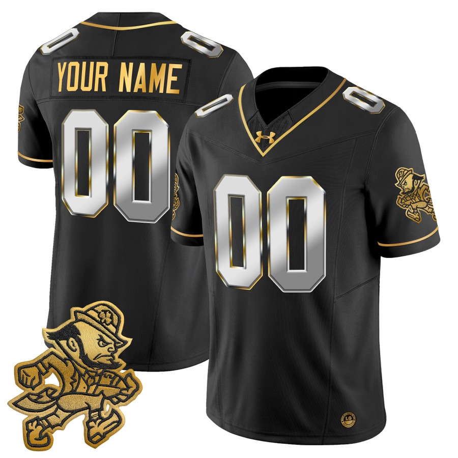 Men's Notre Dame Fighting Irish Custom Black Limited 2025 'Gridiron Leprechaun Edition' Vapor F.U.S.E. Limited Stitched Football Jersey