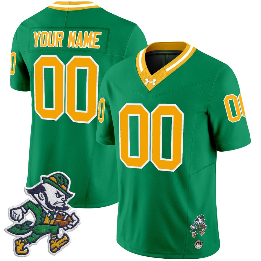 Men's Notre Dame Fighting Irish Custom Throwback 2025 'Gridiron Leprechaun Edition' Vapor F.U.S.E. Limited Stitched Football Jersey Green