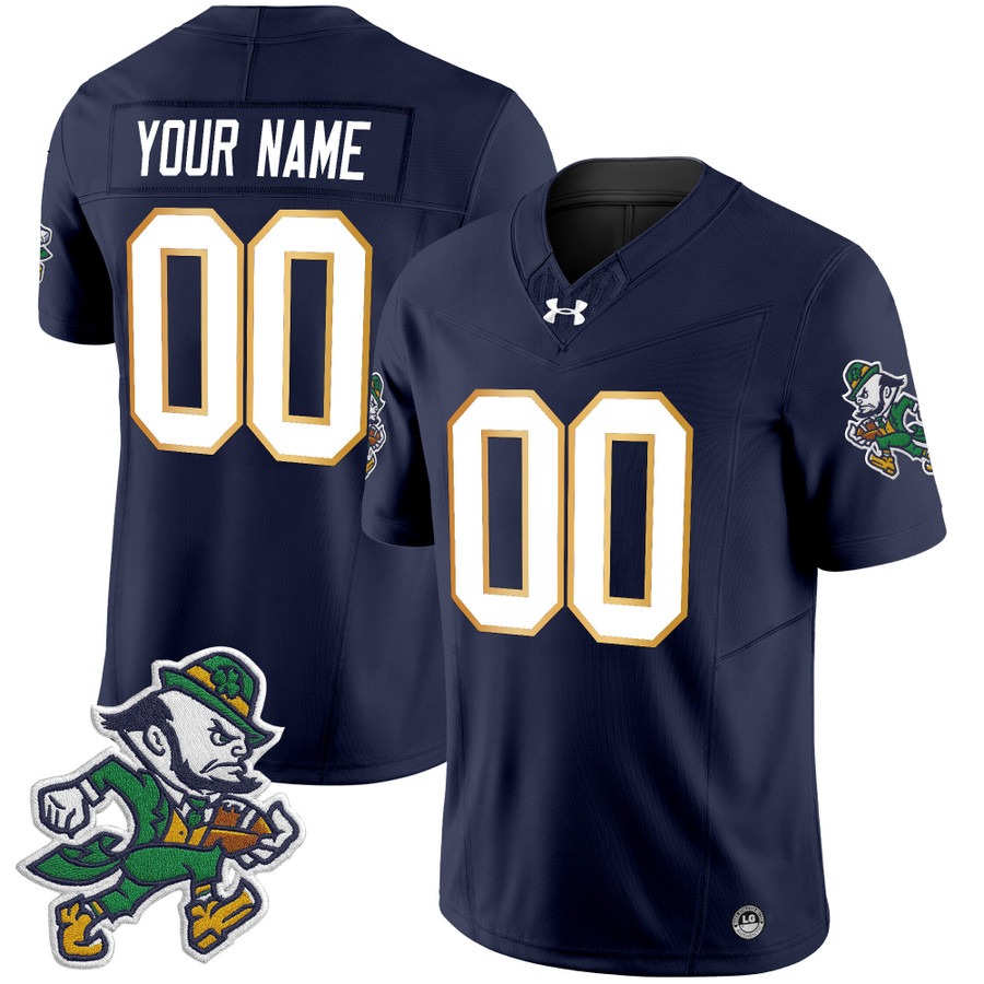 Men's Notre Dame Fighting Irish Custom 2025 'Gridiron Leprechaun Edition' Vapor F.U.S.E. Limited Stitched Football Jersey Navy
