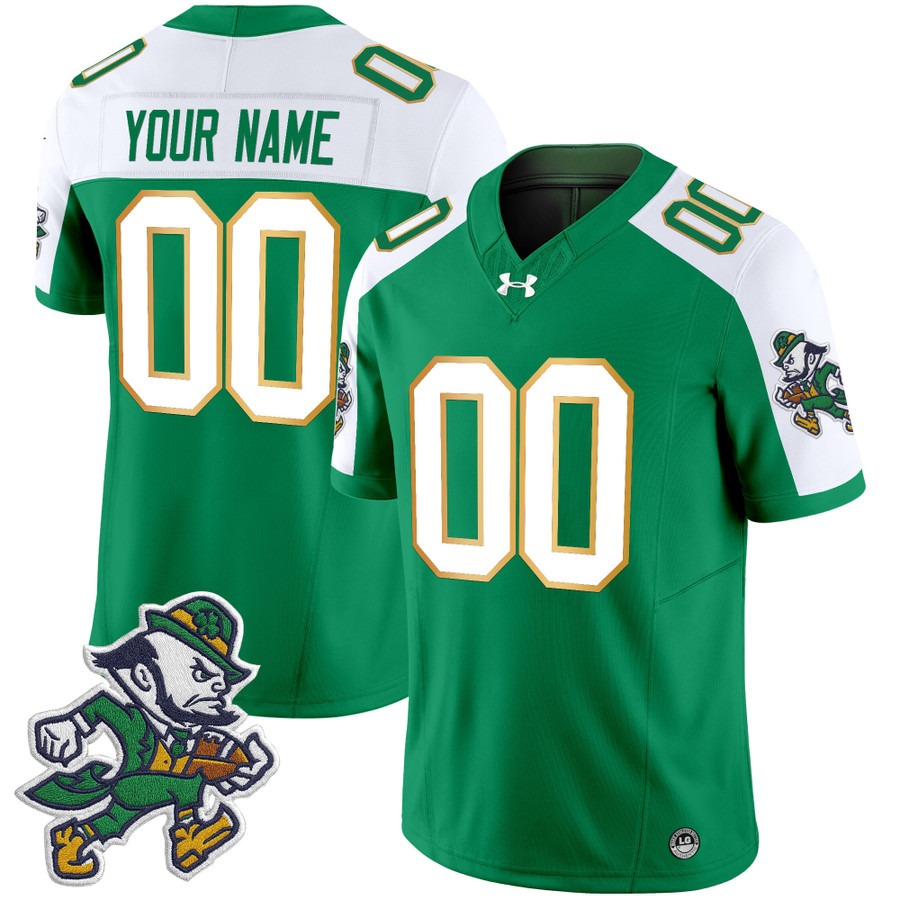 Men's Notre Dame Fighting Irish Custom 2025 'Gridiron Leprechaun Edition' Vapor F.U.S.E. Limited Stitched Football Jersey Green Alternate