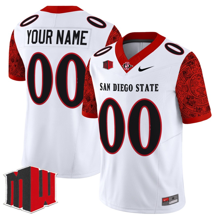Men's San Diego State Aztecs Custom White F.U.S.E. 2025 Vapor Limited Stitched Football Jersey