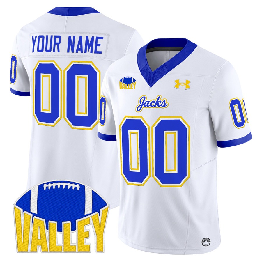 Men's South Dakota State Jackrabbits Custom White 2025 Vapor F.U.S.E. Limited Stitched Football Jersey