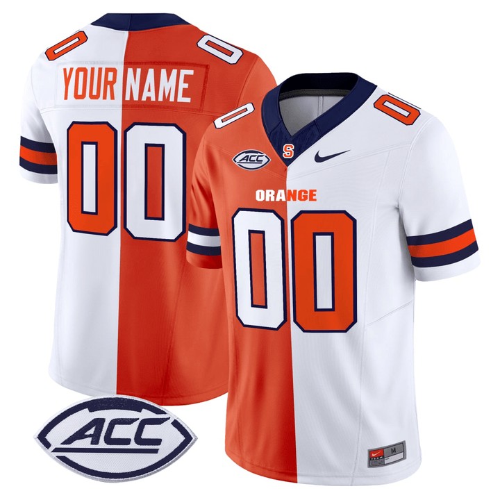 Men's Syracuse Orange Custom Split F.U.S.E. 2025 Vapor Limited Stitched Football Jersey Orange White