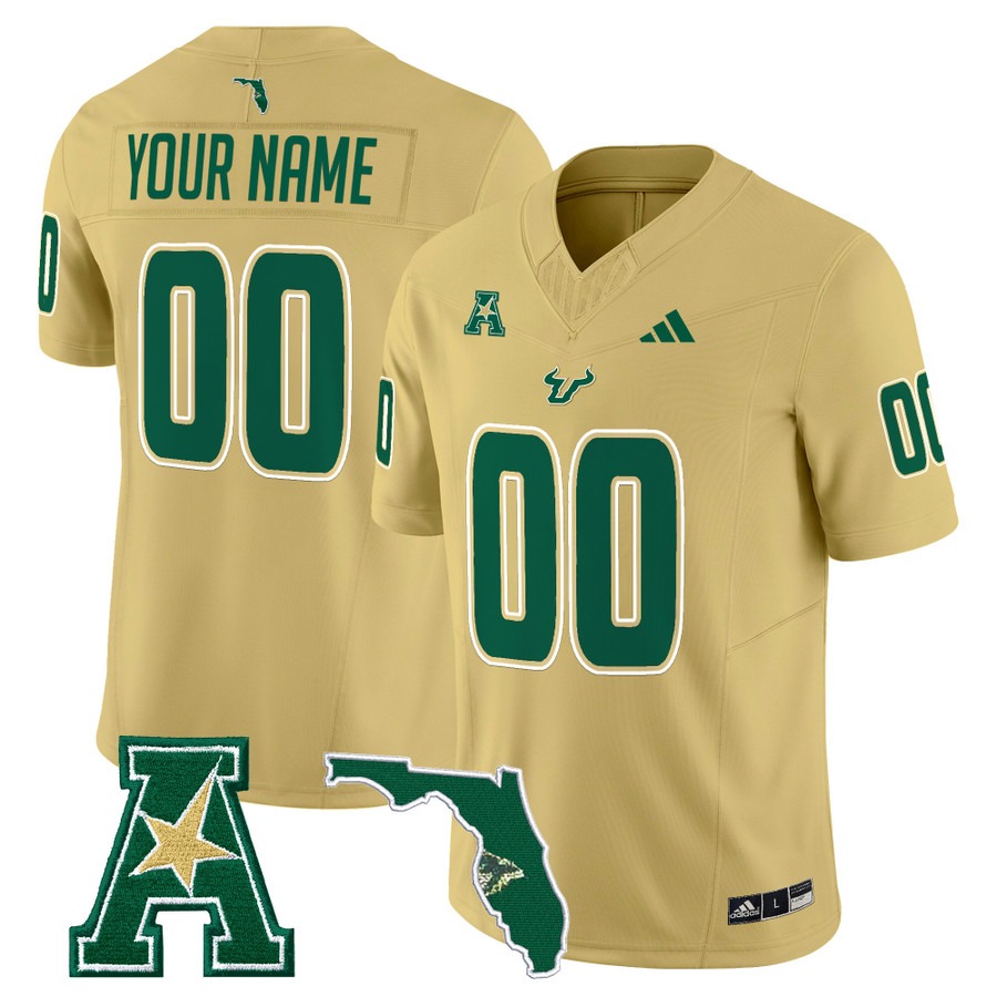 Men's South Florida Bulls Custom Gold 2025 Vapor F.U.S.E. Limited Stitched Football Jersey