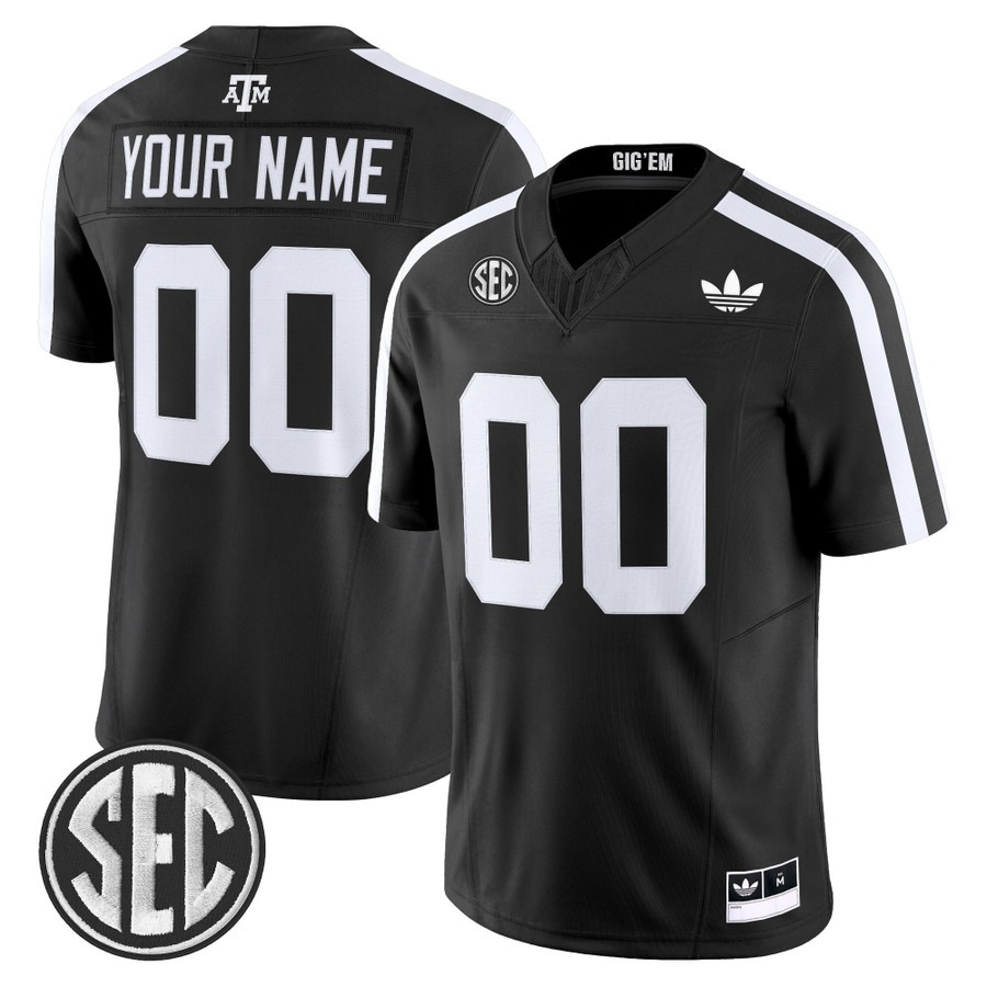Men's Texas A&M Aggies Custom Black 2025 Vapor F.U.S.E. Limited V2 Stitched Football Jersey