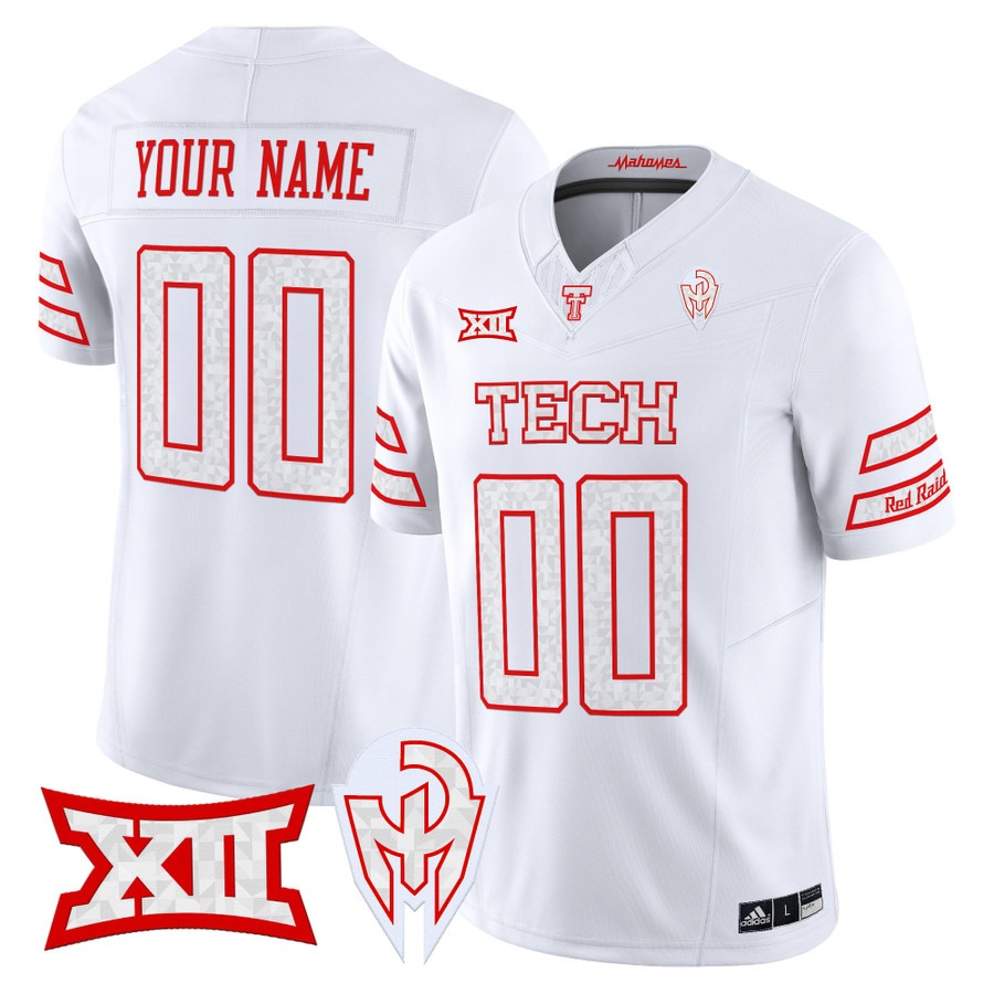 Men's Texas Tech Red Raiders Custom White Too Cold 2025 Vapor F.U.S.E. Limited Stitched Football Jersey - Mahomes Collection