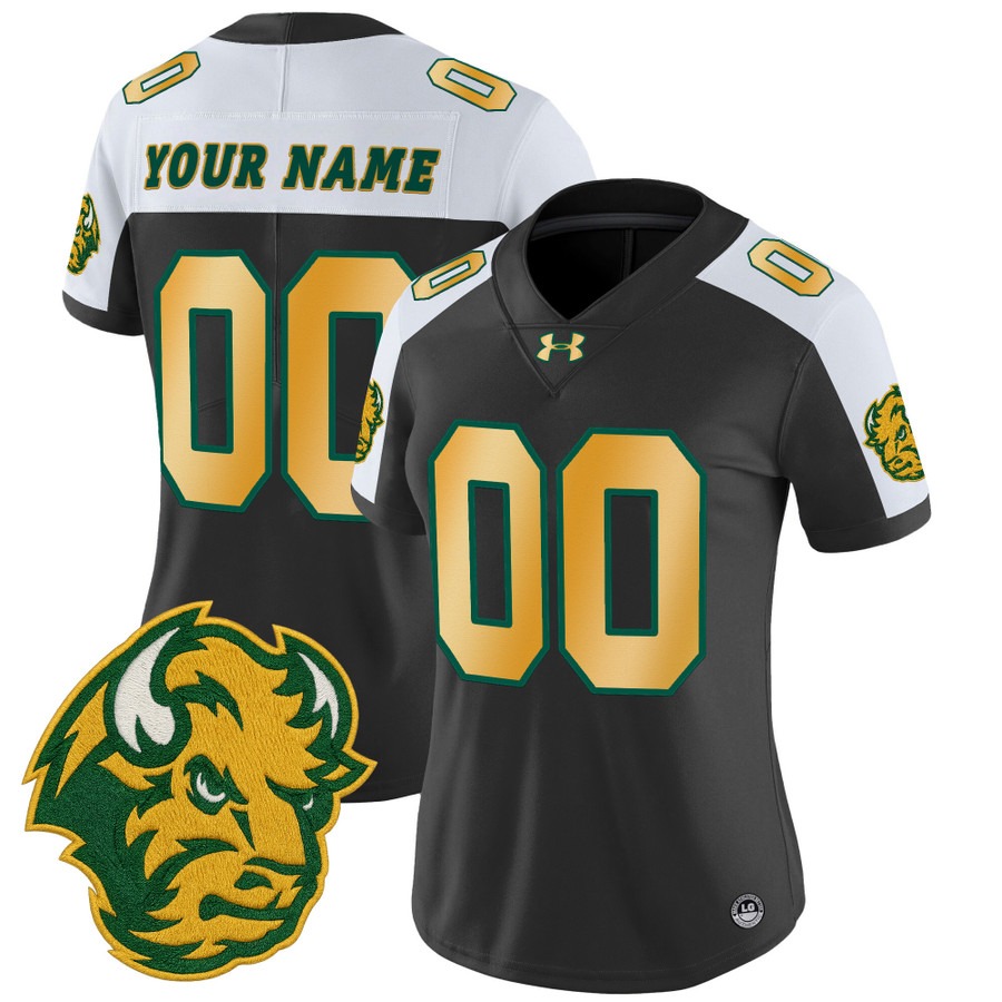 Women's NDSU Football Bison Custom Black Alternate 2025 Vapor Limited Stitched Football Jersey