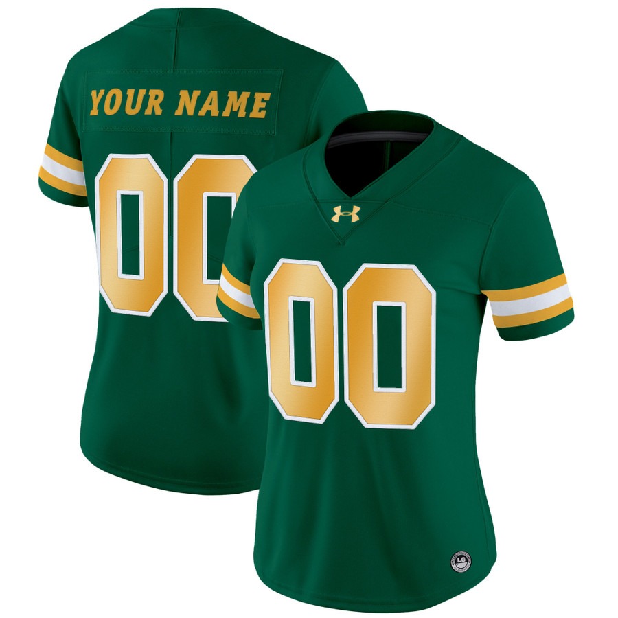 Women's NDSU Football Bison Custom Green 2025 Vapor Limited Stitched Football Jersey