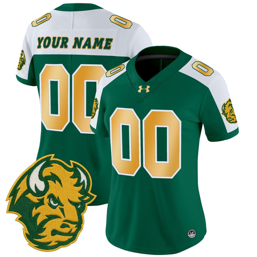 Women's NDSU Football Bison Custom Green Alternate 2025 Vapor Limited Stitched Football Jersey