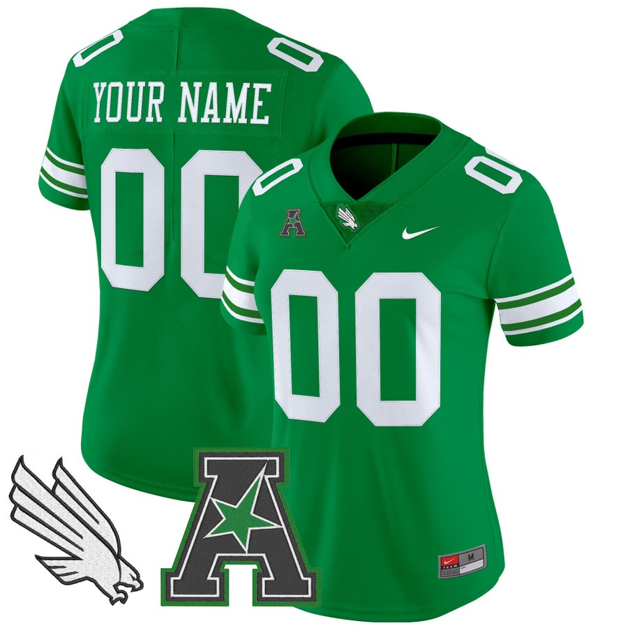 Women's North Texas Mean Green Custom Home 2025 Vapor Limited Stitched Football Jersey