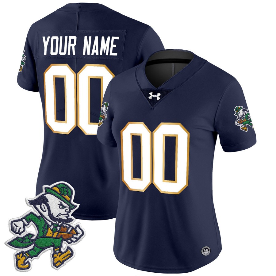 Women's Notre Dame Fighting Irish Custom 2025 'Gridiron Leprechaun Edition' Vapor Limited Stitched Football Jersey Navy