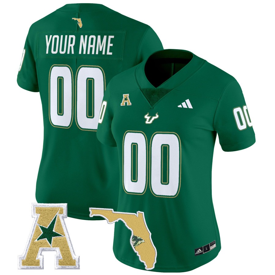 Women's South Florida Bulls Custom Green 2025 Vapor Limited Stitched Football Jersey