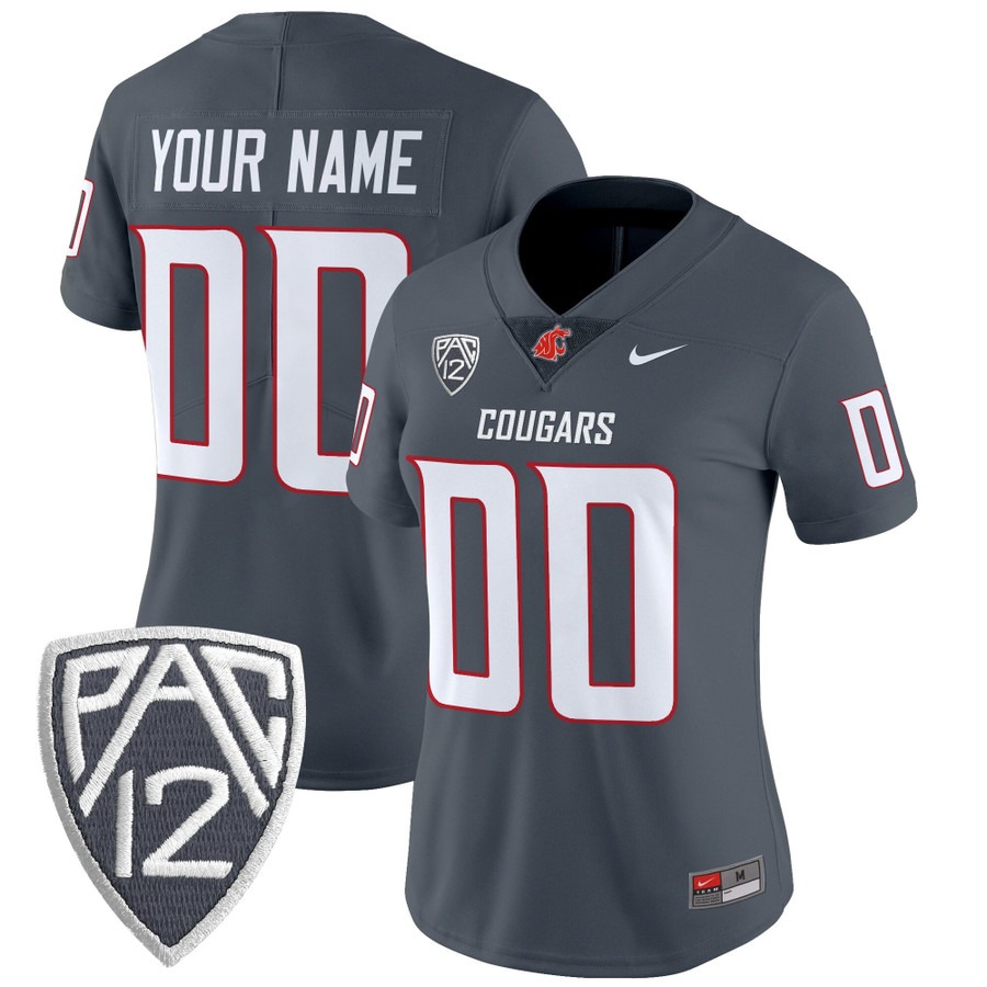 Women's Washington State Cougars Custom Grey 2025 Vapor Limited V2 Stitched Football Jersey