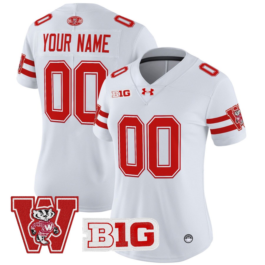Women's Wisconsin Badgers Custom White Throwback Vapor Limited Stitched Football Jersey