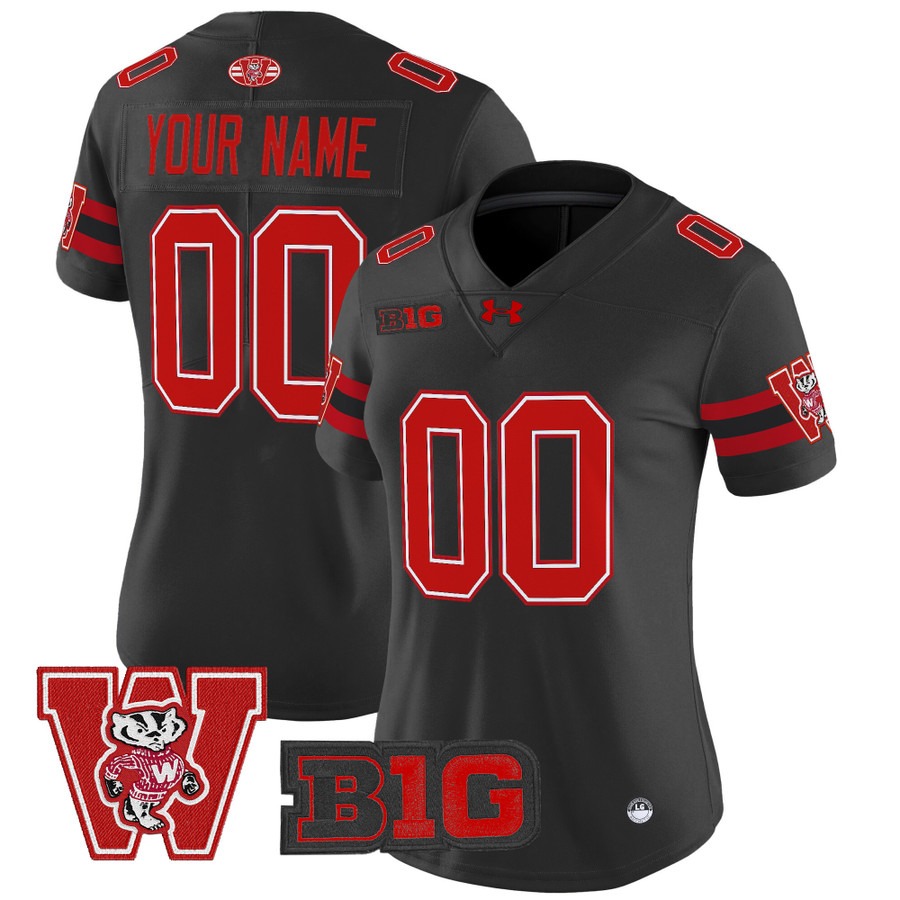Women's Wisconsin Badgers Custom Black Throwback Vapor Limited Stitched Football Jersey