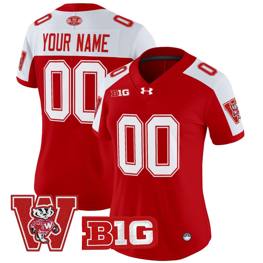 Women's Wisconsin Badgers Custom Red Alternate Throwback Vapor Limited Stitched Football Jersey