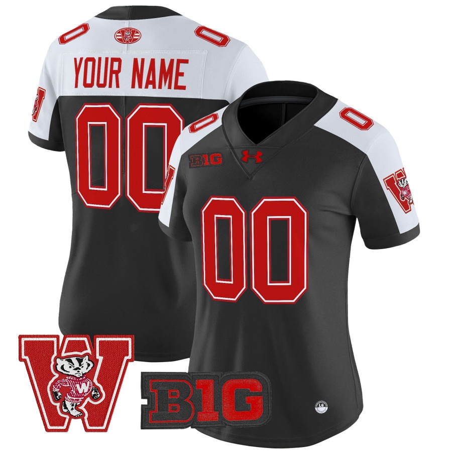 Women's Wisconsin Badgers Custom Black Alternate Throwback Vapor Limited Stitched Football Jersey