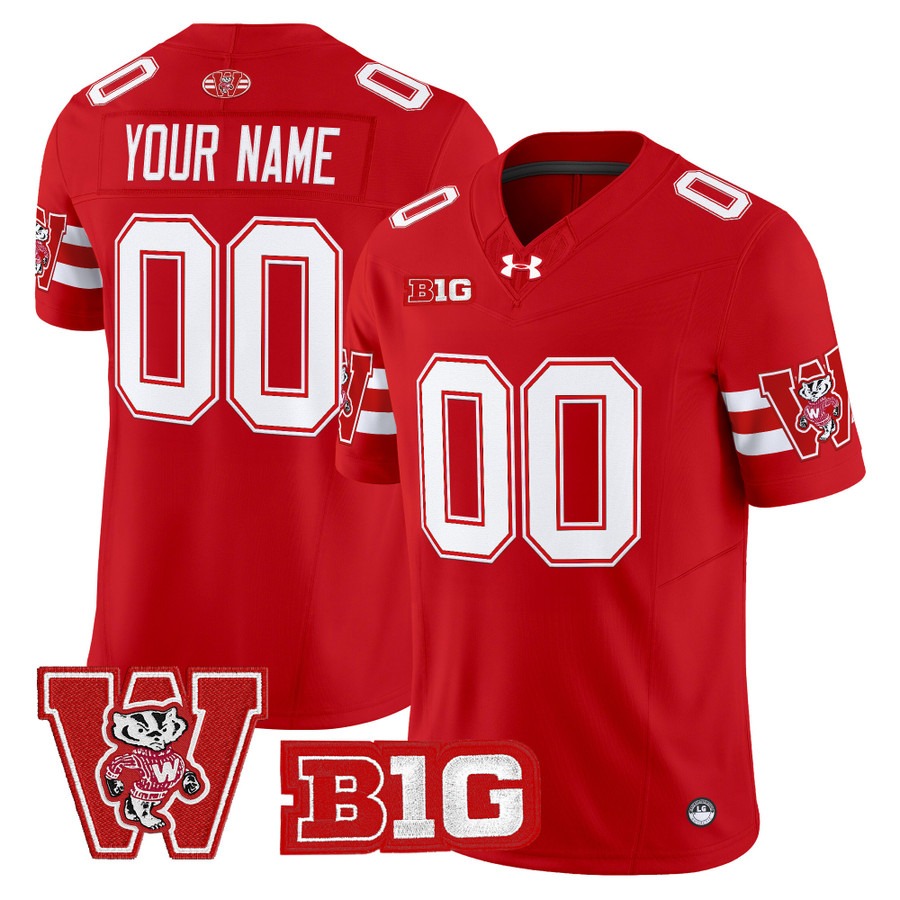 Men's Wisconsin Badgers Custom Red Throwback Vapor F.U.S.E. Limited Stitched Football Jersey