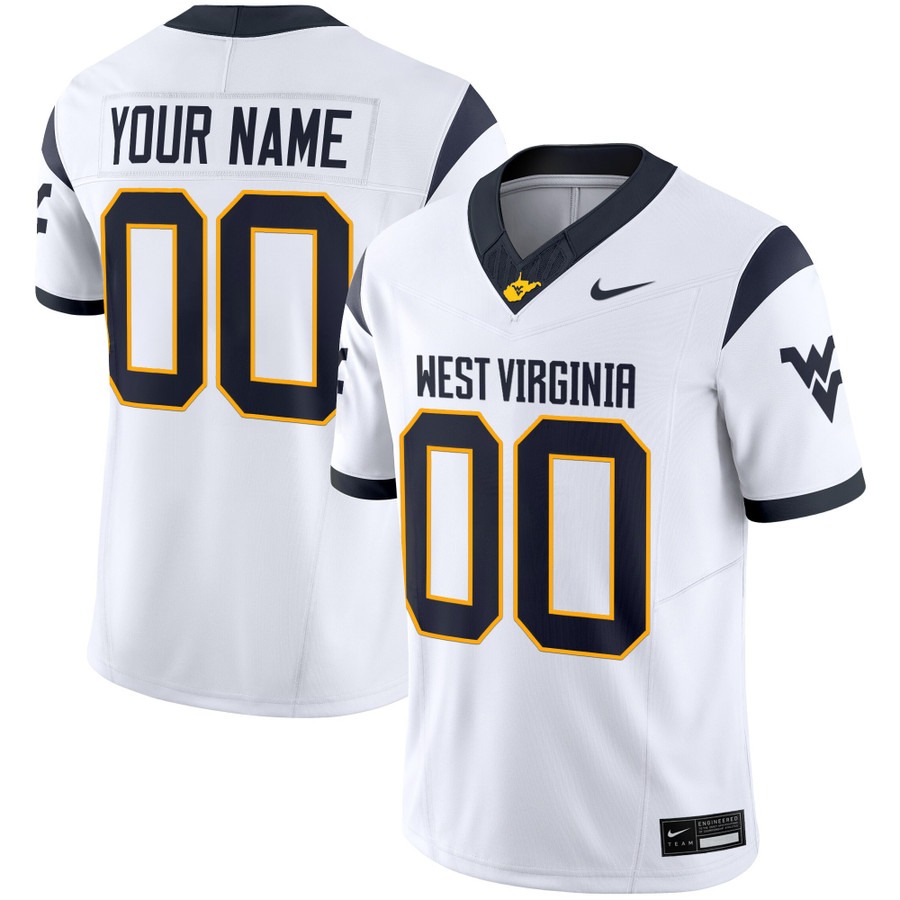 Men's West Virginia Mountaineers Custom White F.U.S.E. 2025 Vapor Limited Stitched Football Jersey
