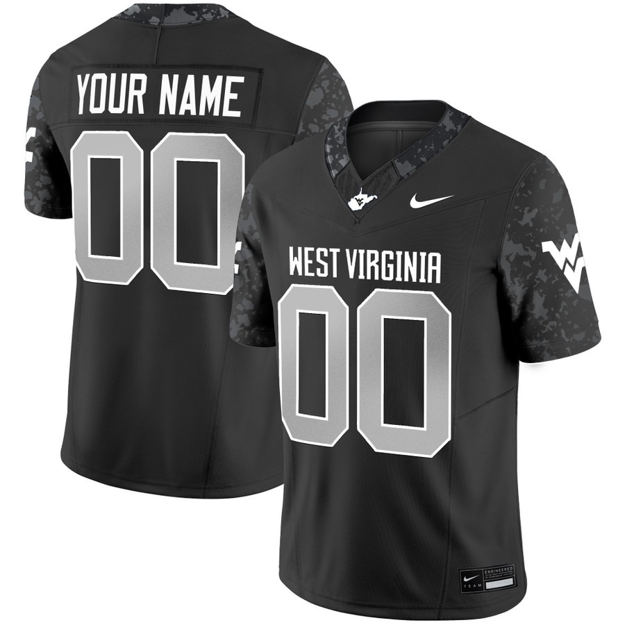 Men's West Virginia Mountaineers Custom Coal F.U.S.E. 2025 Vapor Limited Stitched Football Jersey