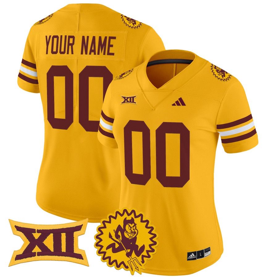 Women's Arizona State Sun Devils Custom Gold 1975 Throwback Vapor Limited Stitched Football Jersey