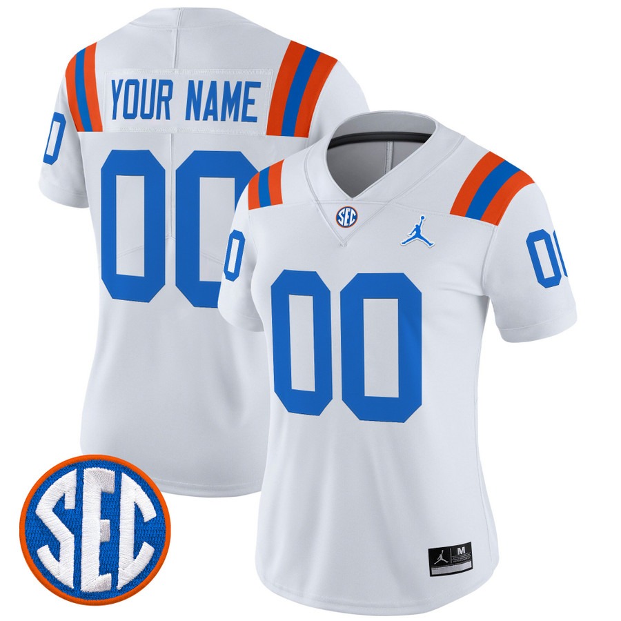 Women's Florida Gators Custom White Alternate 1960s Throwback Vapor Limited Stitched Football Jersey