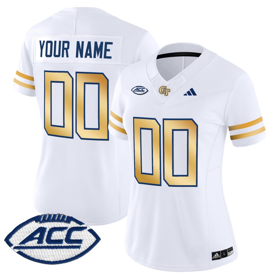 Women's Georgia Tech Yellow Jackets Custom White 2025 Vapor F.U.S.E. Limited Stitched Football Jersey