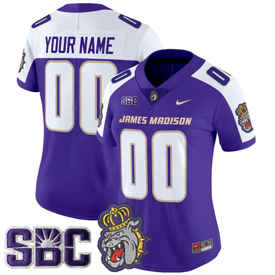 Women's James Madison Dukes Custom Purple Alternate 2025 Vapor Limited Stitched Football Jersey