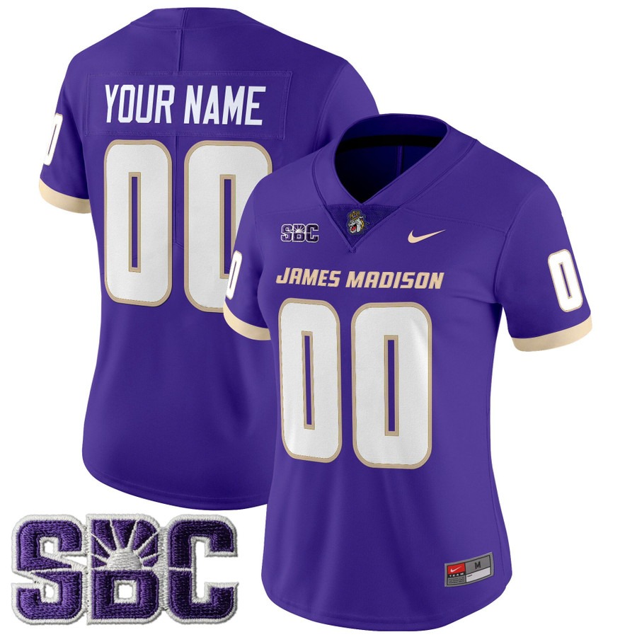 Women's James Madison Dukes Custom Purple 2025 Vapor Limited Stitched Football Jersey