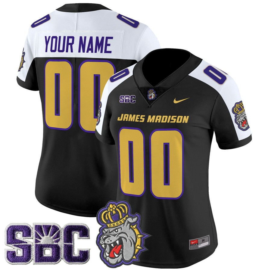 Women's James Madison Dukes Custom Black Alternate 2025 Vapor Limited Stitched Football Jersey