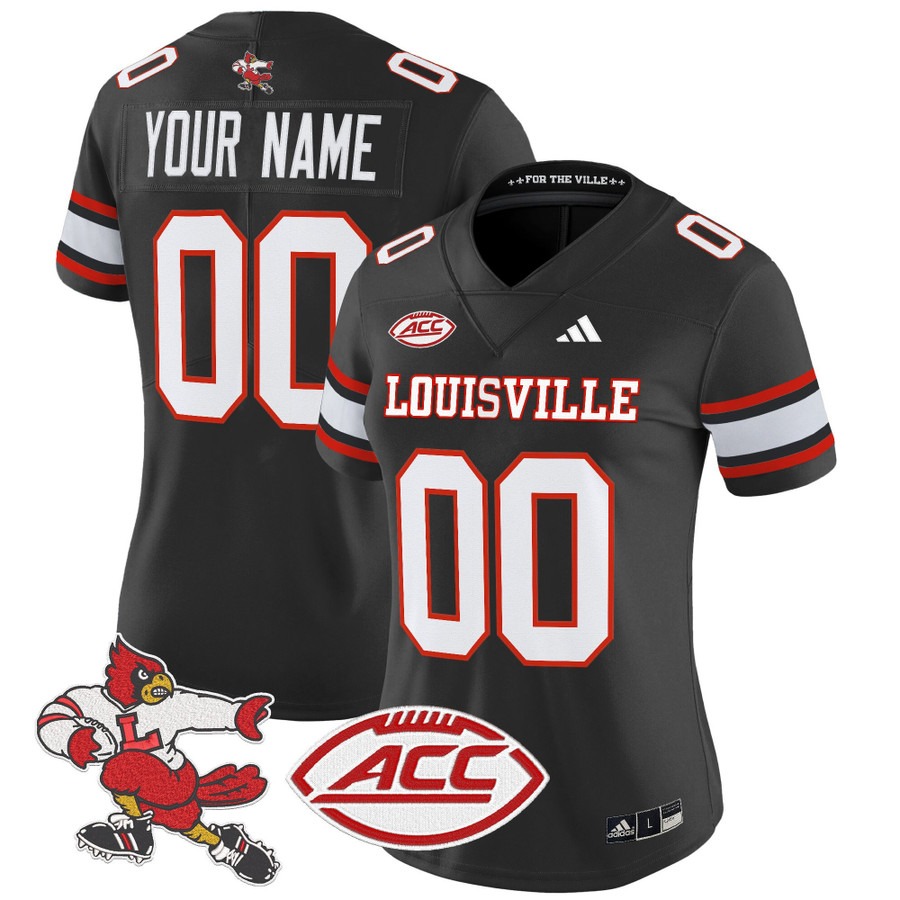 Women's Louisville Cardinals 1980s Throwback Vapor Limited Custom Stitched Football Jersey - Black