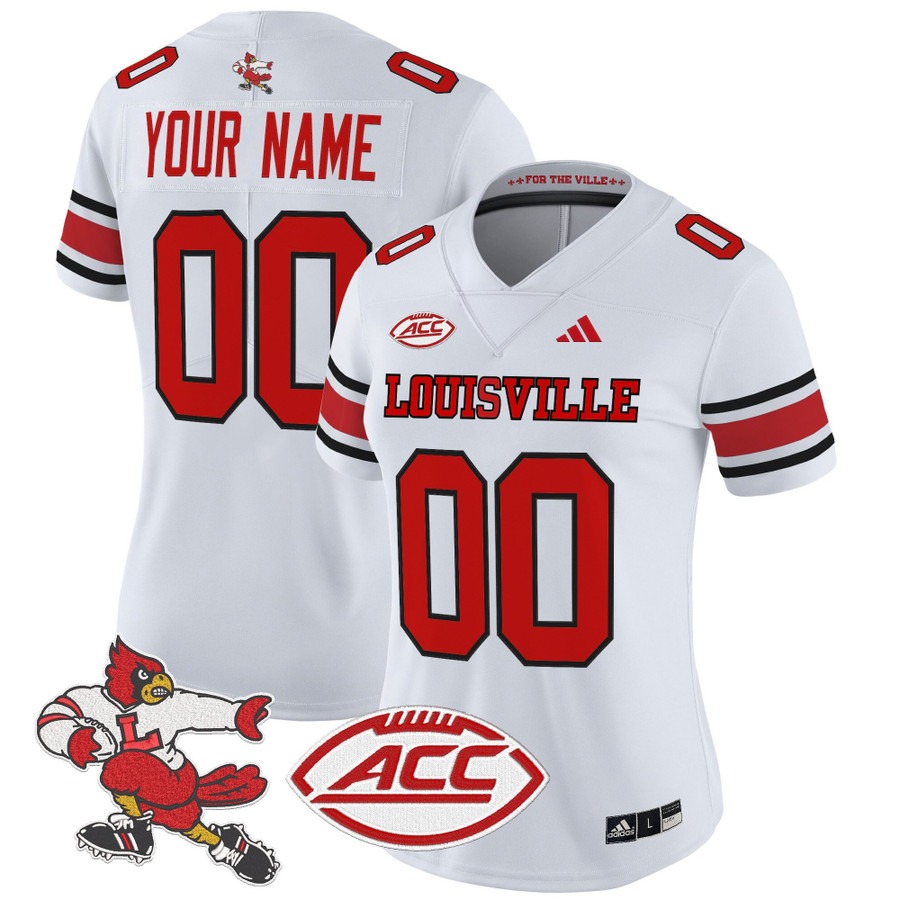 Women's Louisville Cardinals 1980s Throwback Vapor Limited Custom Stitched Football Jersey - White
