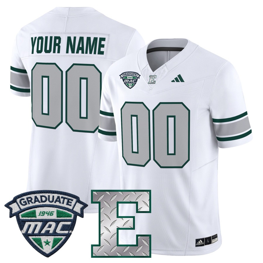 Men's Eastern Michigan Eagles Custom White 2025 Vapor F.U.S.E. Limited Stitched Football Jersey