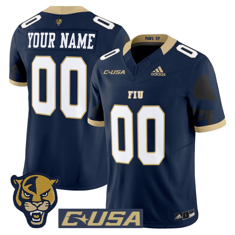 Men's FIU Panthers Custom Navy 2025 Vapor F.U.S.E. Limited Stitched Football Jersey