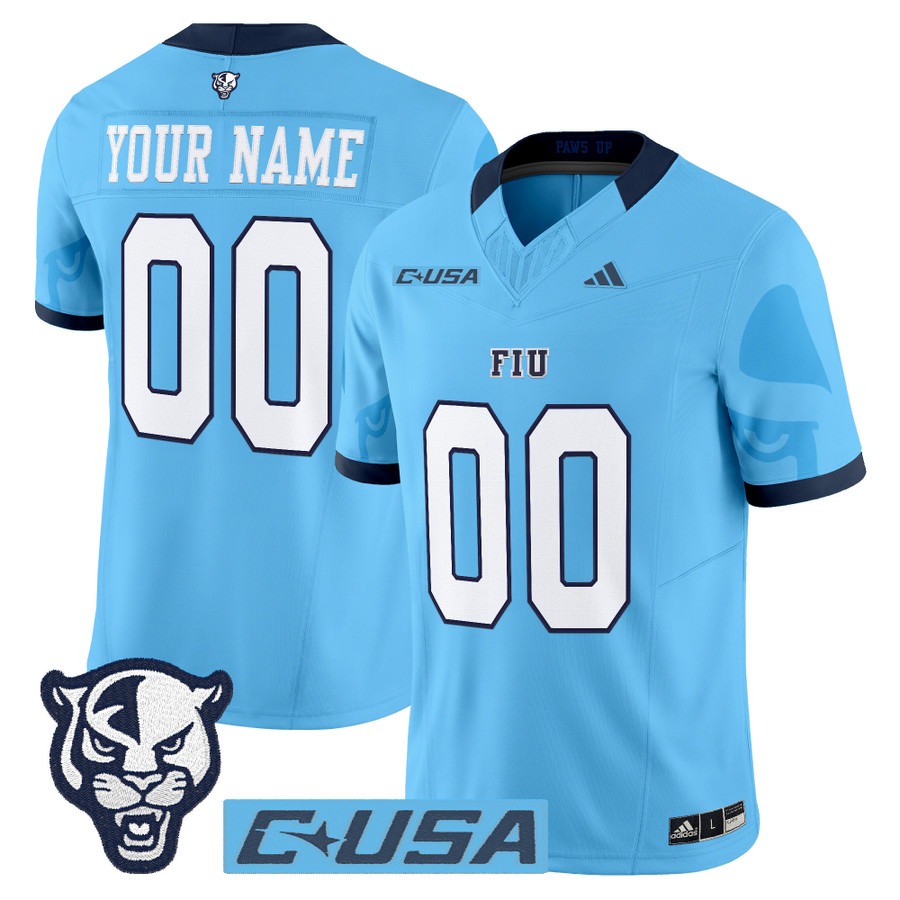 Men's FIU Panthers Custom Blue 2025 Vapor F.U.S.E. Limited Stitched Football Jersey