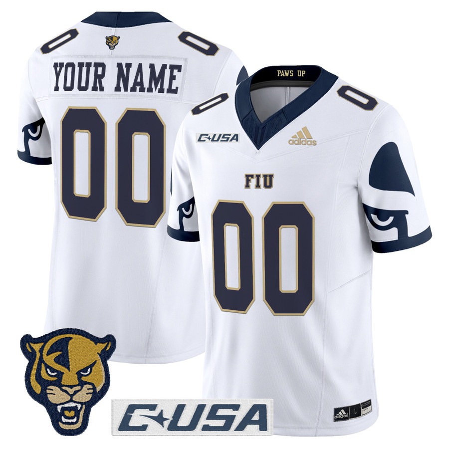 Men's FIU Panthers Custom White 2025 Vapor F.U.S.E. Limited Stitched Football Jersey