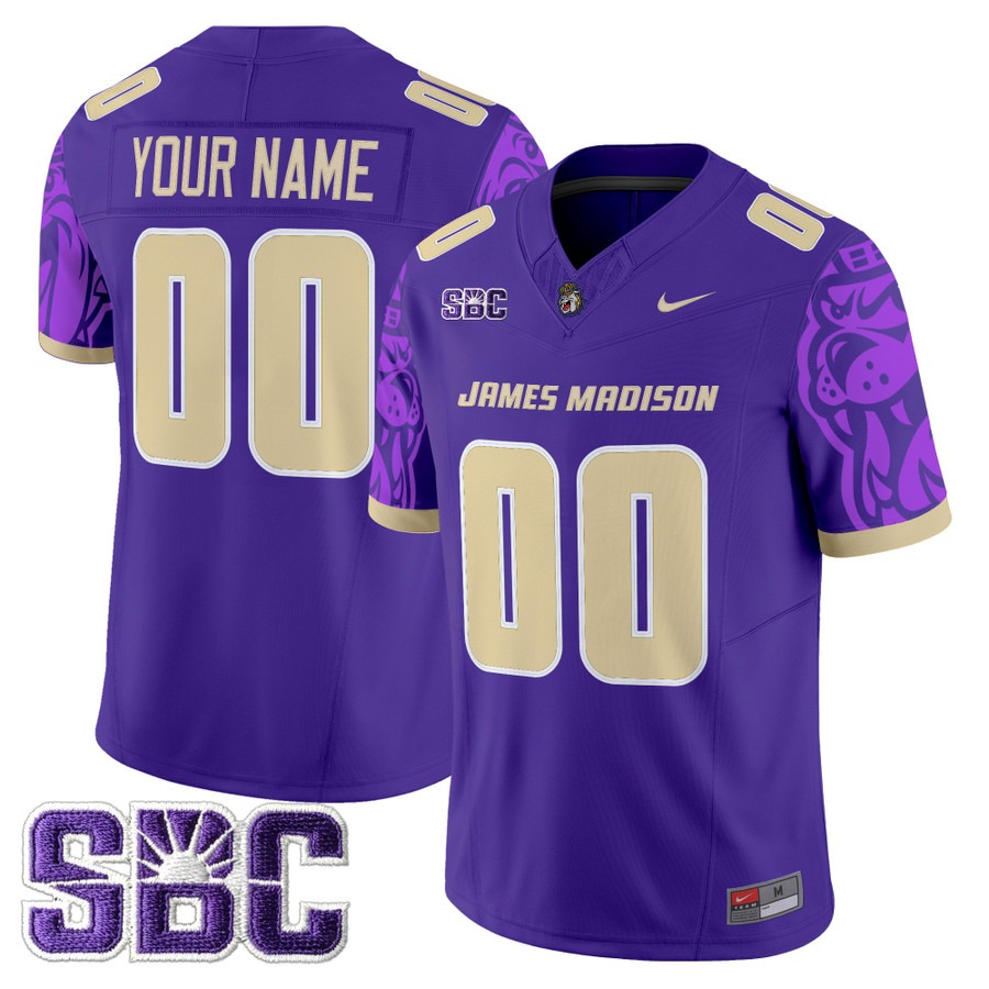 Men's James Madison Dukes Custom Purple F.U.S.E. 2025 Vapor Limited Stitched Football V2 Jersey