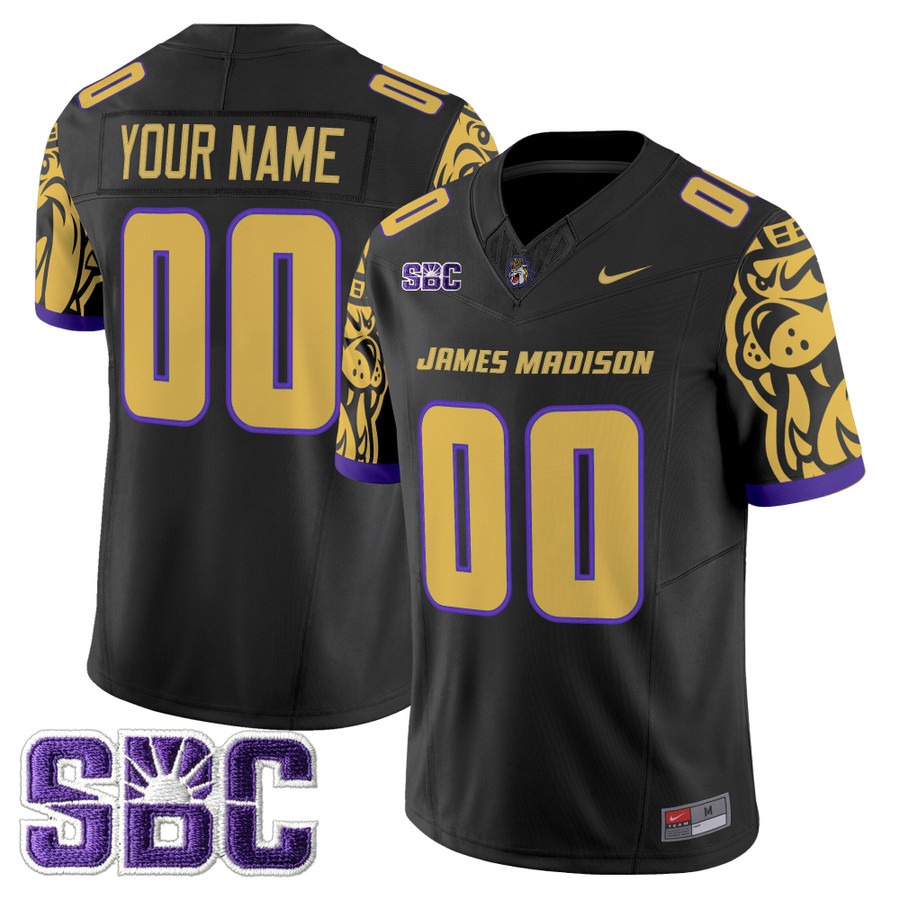 Men's James Madison Dukes Custom Black F.U.S.E. 2025 Vapor Limited Stitched Football V2 Jersey