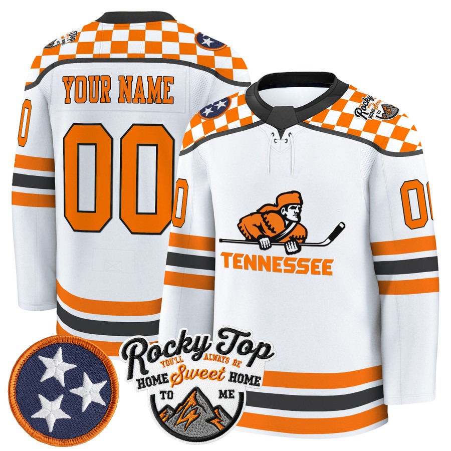 Men's Tennessee Volunteers Custom White 2025-26 Premium Stitched Hockey Jersey