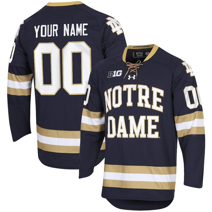 Men's Notre Dame Fighting Irish Custom Navy Hockey Stitched Hockey Jersey
