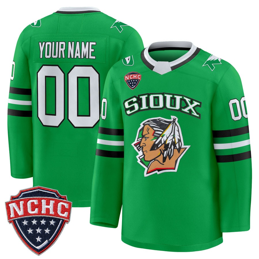 Men's North Dakota Fighting Hawks Custom Green Limited 2025-26 Premium Stitched Hockey Jersey