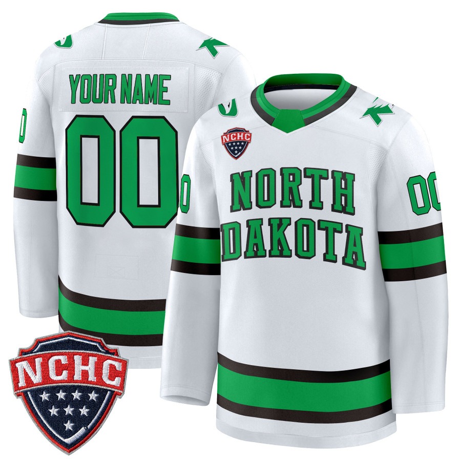 Men's North Dakota Fighting Hawks Custom White 2025-26 Premium Stitched Hockey Jersey