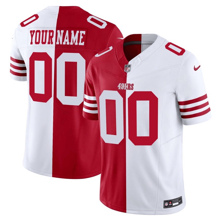 Men's San Francisco 49ers Custom Red White Split Vapor F.U.S.E. Limited Stitched Jersey